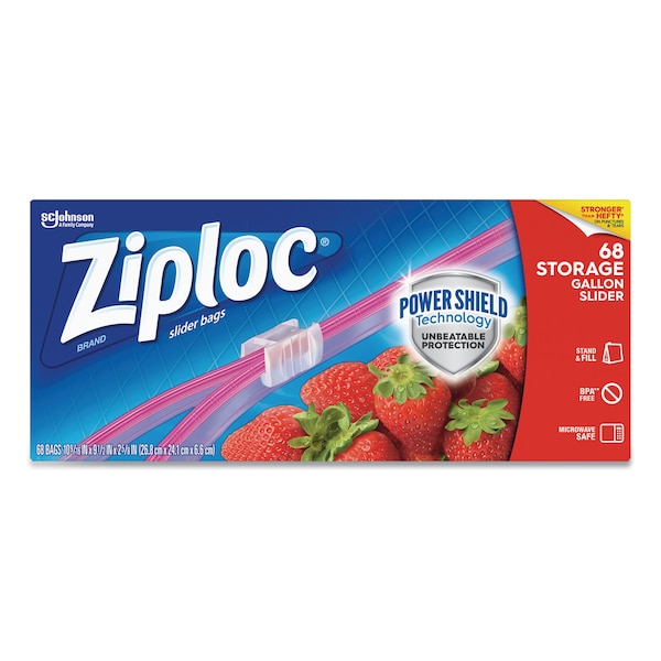 Ziploc Slider Storage Bags, 1 gal, 9.5 in. x 10.56 in., Clear, PK9, 9PK 316489 - main